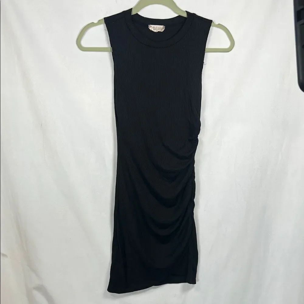 Altar’d State Ribbed Dress with Side Ruching size XS Black